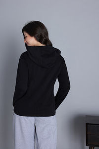 Zivame Knit Cotton Hoodie - Black Beauty — thumbnail 4
